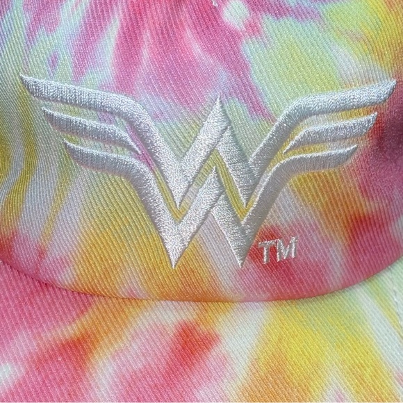 Wonder Woman Snapback Hat Cap Adult Pink Tie Dye DC Comics SuperHero Barbiecore - Picture 2 of 9